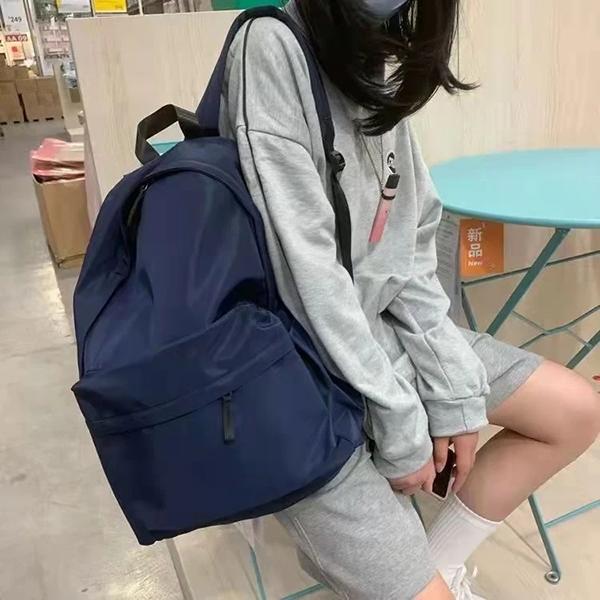 

WTEMPO однотонный большой вместительный рюкзак для офисных работников, простой повседневный элегантный рюкзак из парусины на молнии для пары 42*15*32cm темно-синий