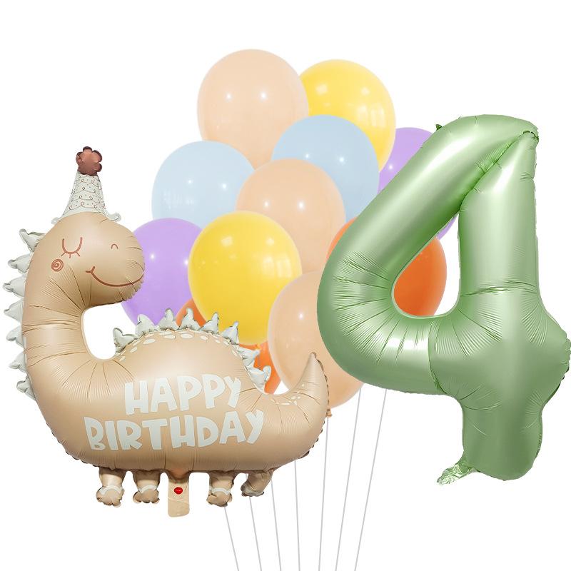40 Inch Olive Green Digital Retro Matte Small Dinosaur Aluminum Film Balloon Package Birthday Party Atmosphere Decoration