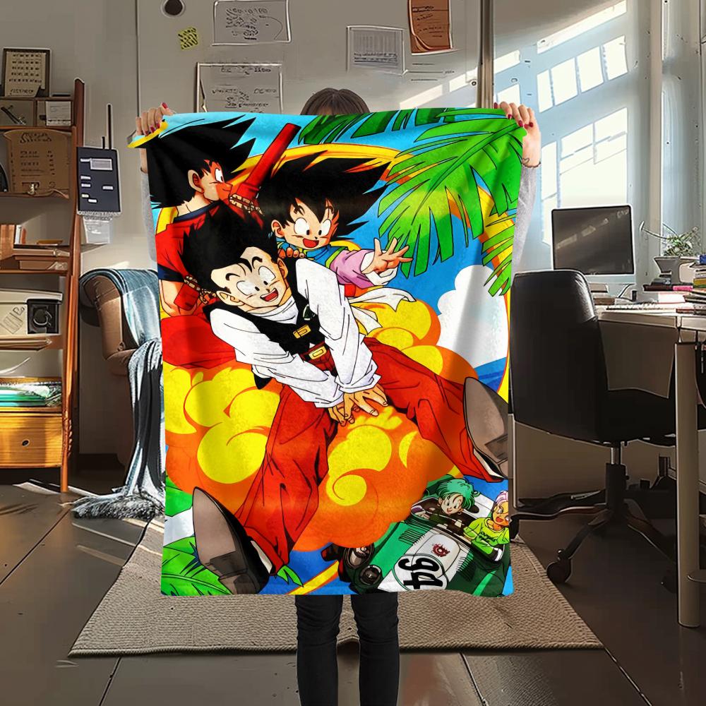 

Фланелевое одеяло с принтом персонажей Dragon Ball, Высококачественное, Удобное для всех сезонов, Декор для дома, Тепло и уют, Идеально для рождественских подарков 80cm x 120cm