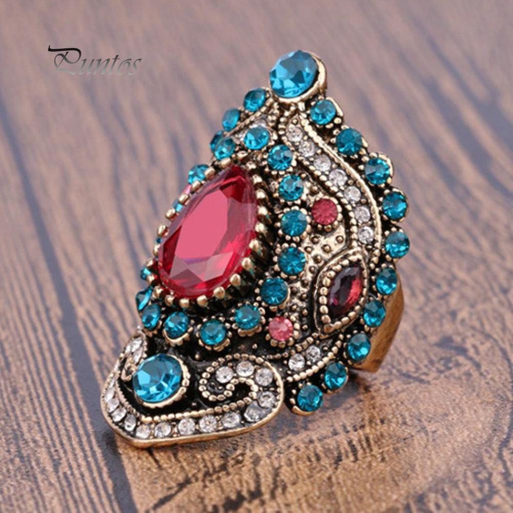 Vintage Woman/'s Bohemian Ruby Crystal Finger Ring Fashion Jewelry Size 7-10