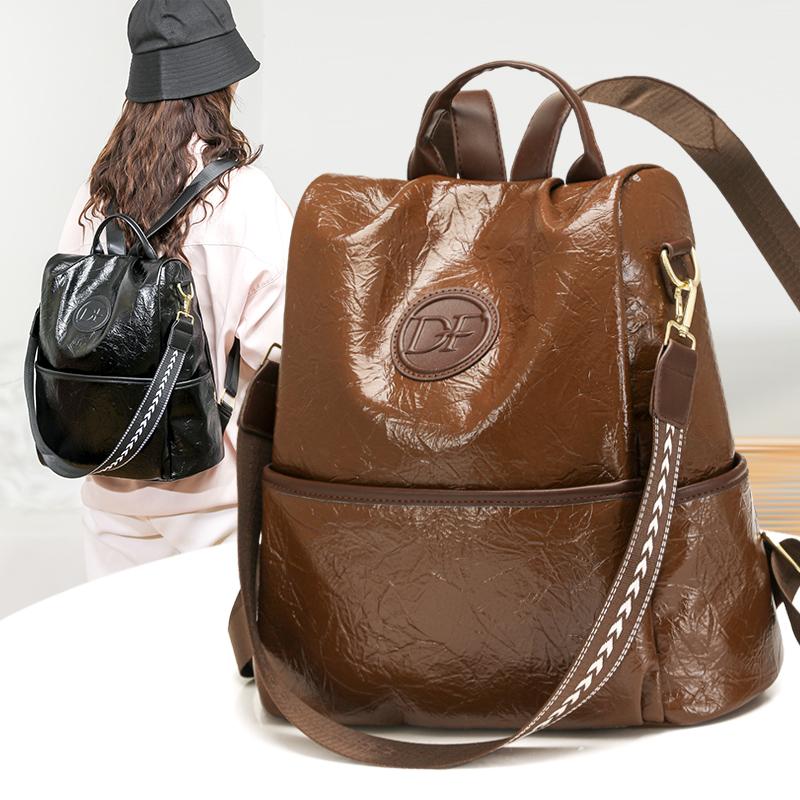 Luxury Large Capacity Fashion Style Soft Leather Women's Backpack, Designer Shoulder Bag, Anti-theft Travel Backpacks