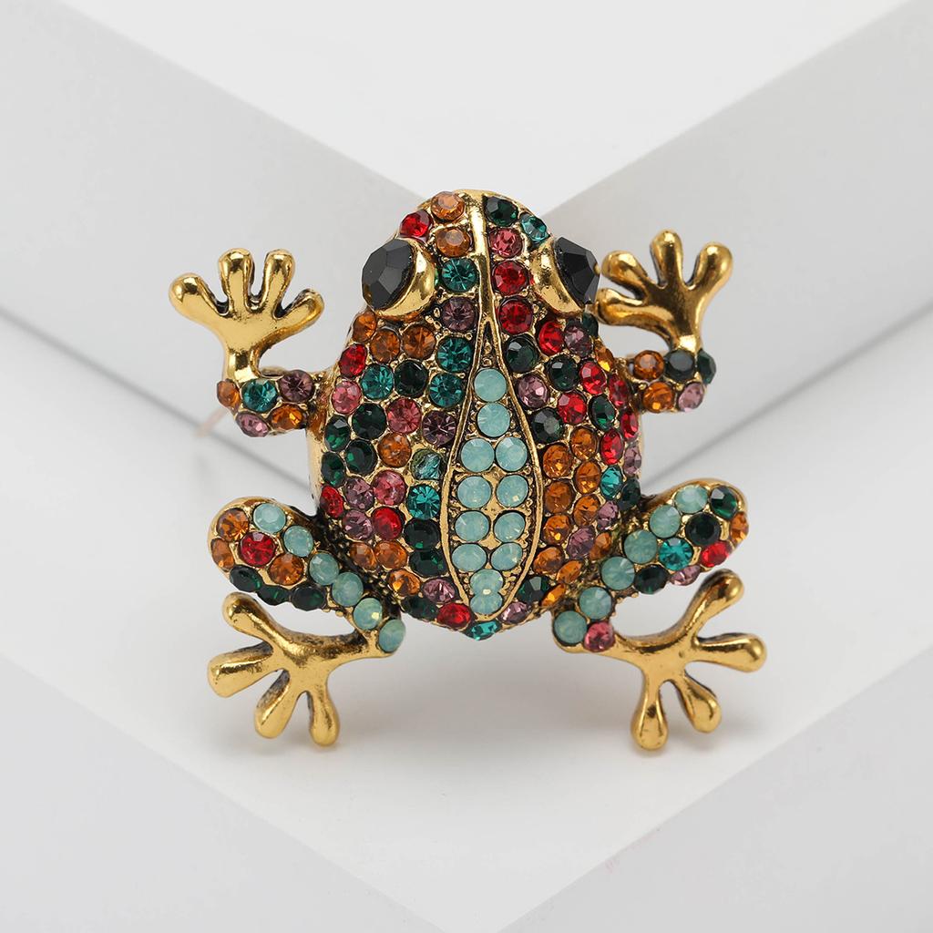 Animal Cartoon Brooch Cute Little Frog High-End Fashion Clothing Accessories Pin Rhinestone Metal Needle