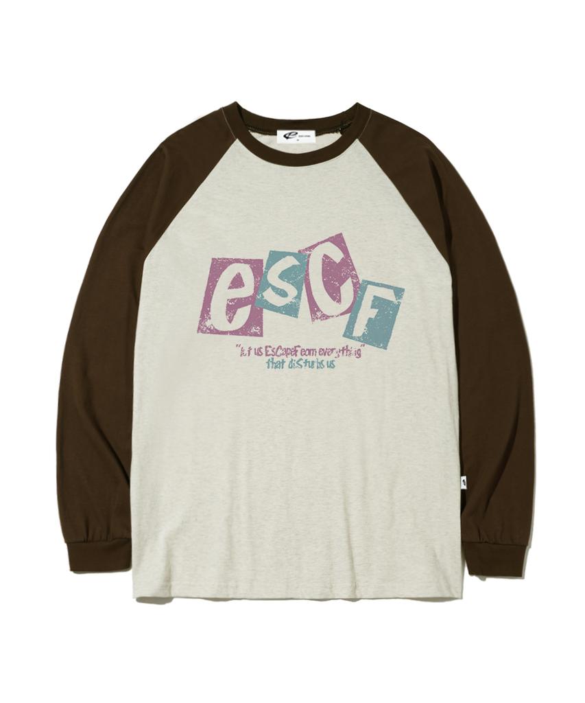ESCAPEFROM Square Vintage Logo Print Long Sleeve Brown