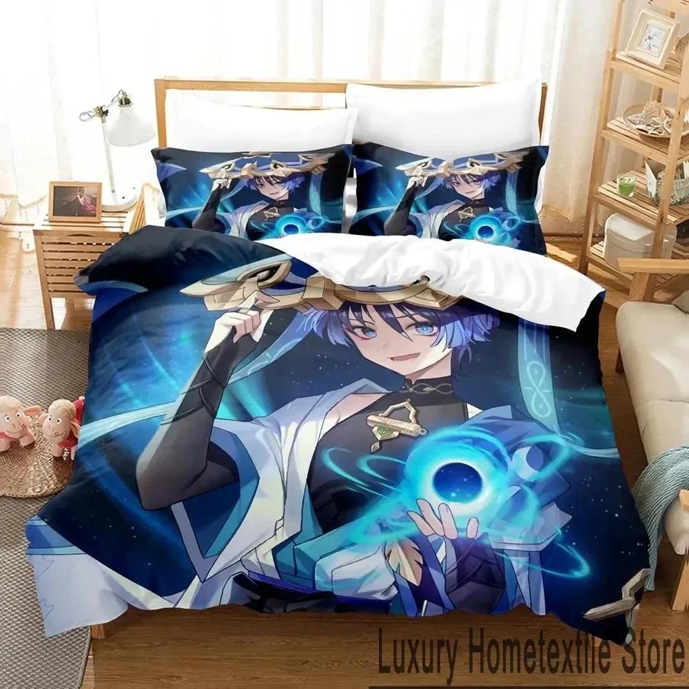Anime Spel Genshin Impact Scaramouche Sängkläder Pojkar Flickor Twin Queen King Size Påslakan Örngott Säng pojkar Vuxen