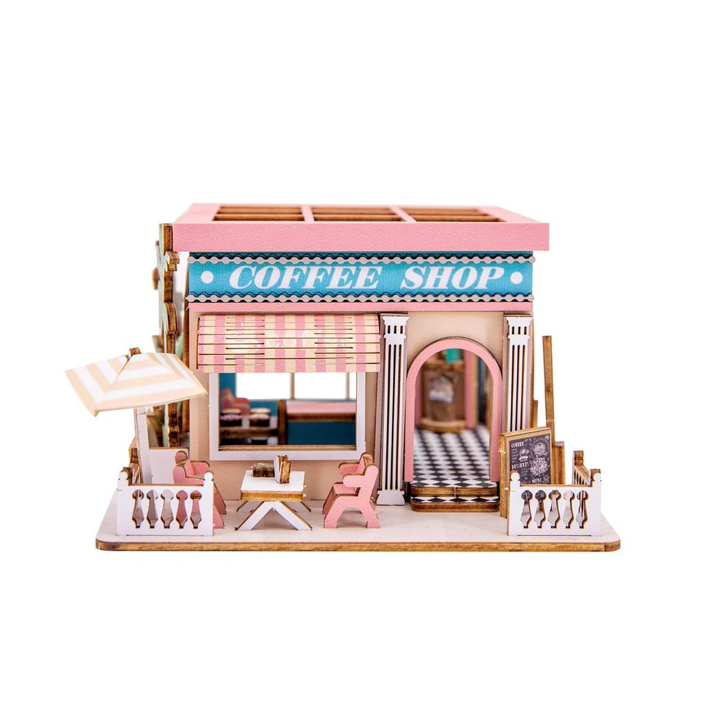 3D Puzzle Coffee Shop Puzzle Laser Wooden Craft Kit Gift Toy Educational Toy for Boys Girls Adults Preschool Gift New Year Birthday Christmas Present