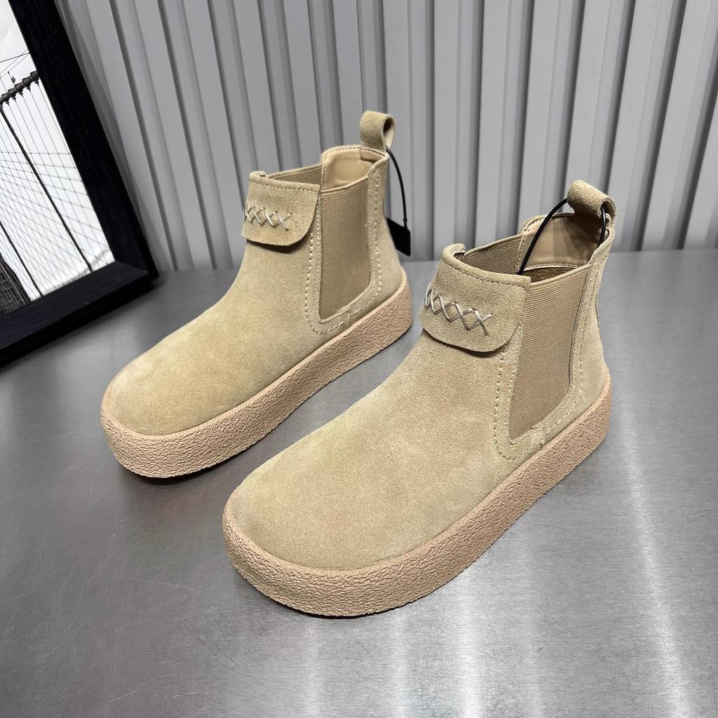 Weiche Lederversion~ Boken Schuhe Damen 2025 Herbst neue High-Top Flachboden Puppenkopf Freizeitschuhe Hässlich süße Damenstiefeletten Tide