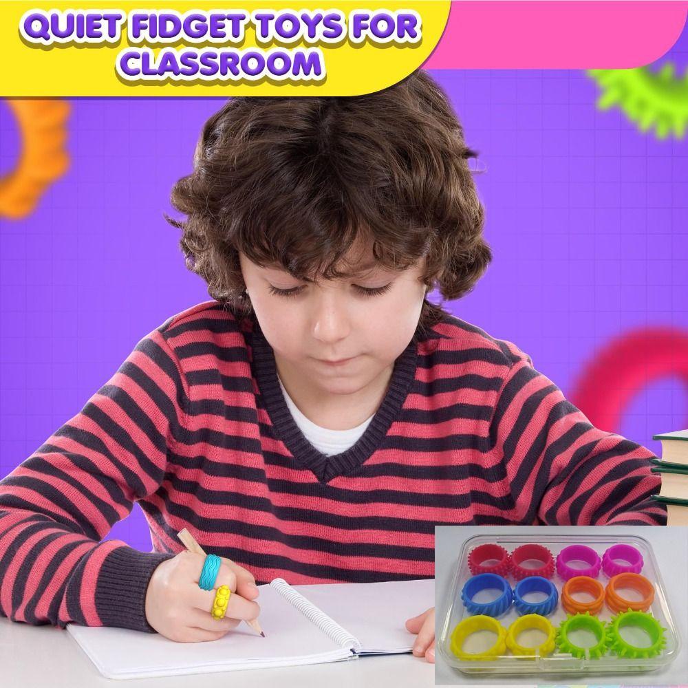 12 pcs/set Stretchy Kids Sensory Rings Decompression Fidget Ring New Fidget Toys  Kids with Autism