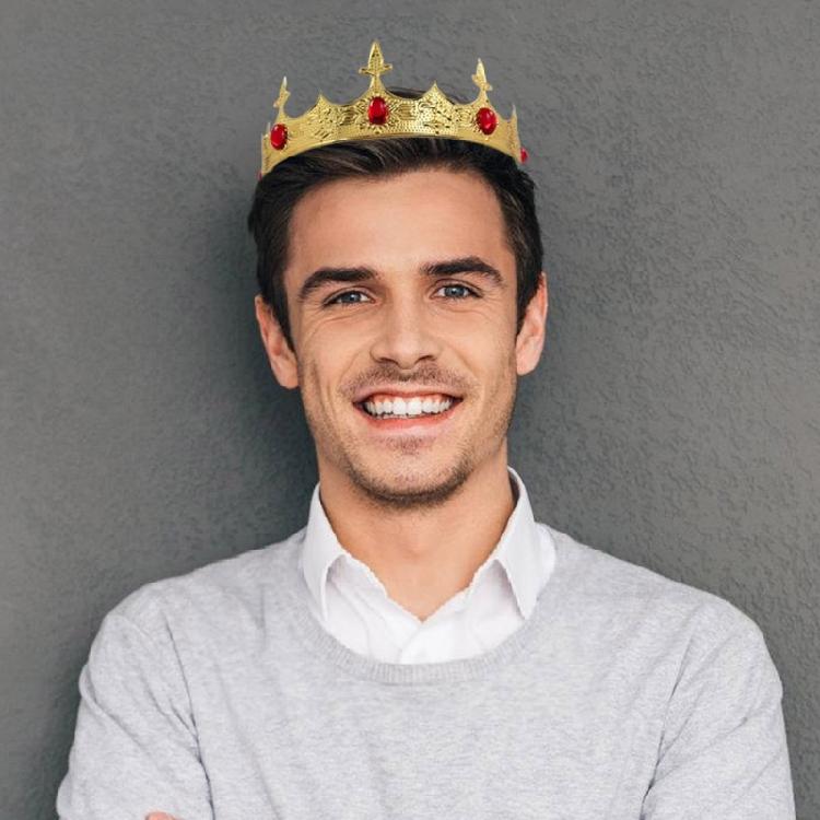 Funny Party Crowns Bejewels Gold Headwear Full Round Gold Headbands for Prom Wedding Halloween