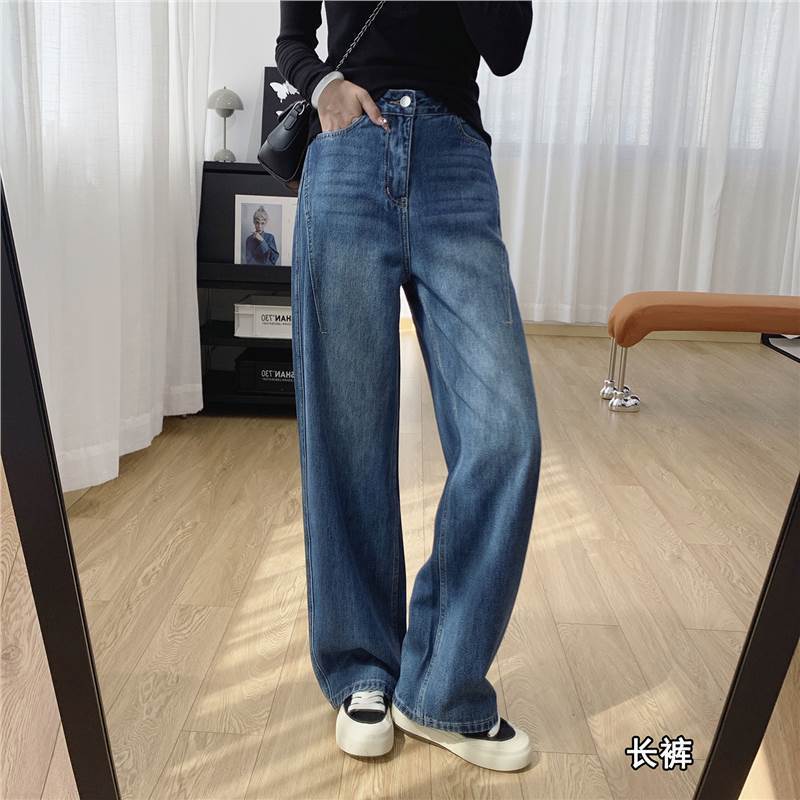 Women's High Waist Wide Leg Jeans Loose Fit Banana Cargo Denim Pants Non Stretch Vintage Washed Casual Long Trousers