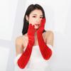 Plush Velvet Long Gloves Elastic Etiquette Mittens Warm Christmas Gloves  Winter