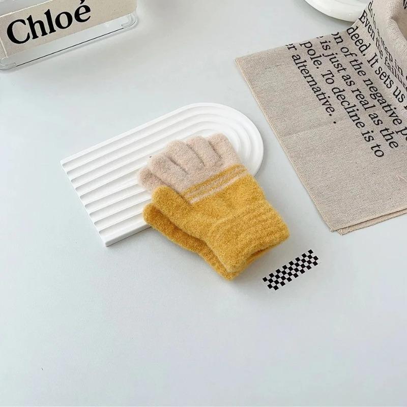 2-6Y Children's Warm Gloves Autumn Winter Cold Proof Thickened for Boys and Girls Kindergarten Children Five Fingers Gloves