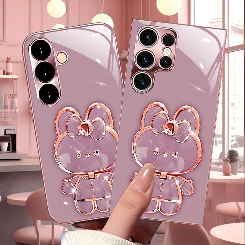 Sparkling Glitter Bunny phone case s26 ultra case glass mobile phones for Samsung Galaxy S26 S25 S24 S23 S22 FE Ultra Plus