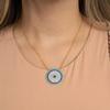 30mm Big Disco Charm Micro Pave Cubic Zirconia Nano Turquoise Bohemia Necklace