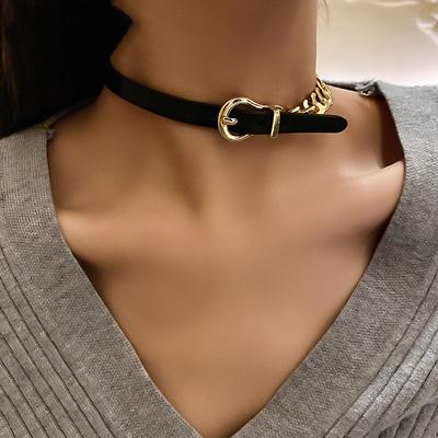Collane a catena in pelle per donna Collana girocollo punk sexy Gioielli gotici Catena clavicola per feste sul collo Accessori regalo