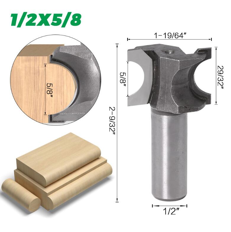 Half Round Side Cutter Bit Half Round Side Cutter Bit Woodworking Bit 1/4inch 1/2inch Shank