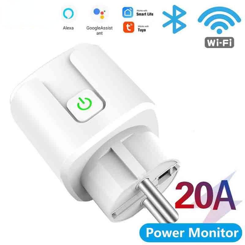 Aubess Smart Socket EU 16A/20A AC100-240V Wifi Smart Plug Power Outlet, Alexa Google Home Voice Control, For Tuya Smart Life APP