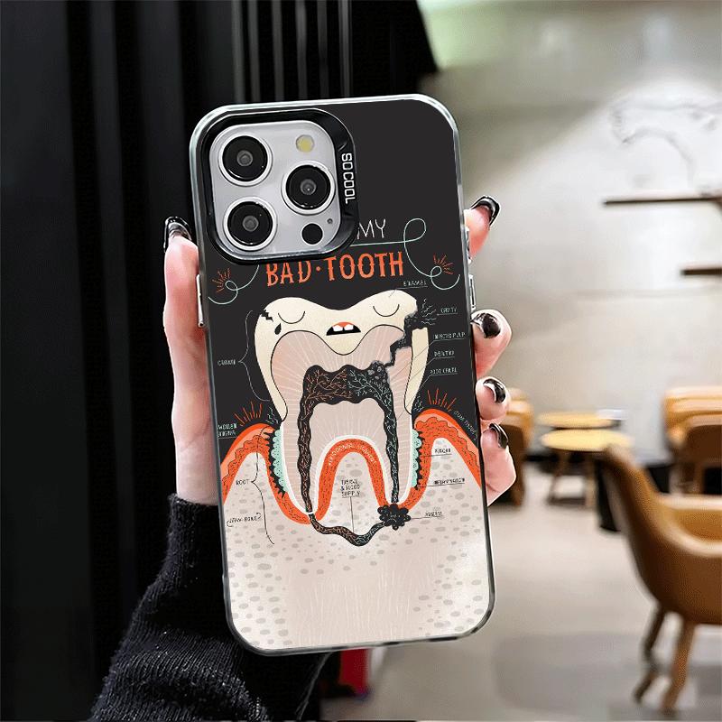 Tooth Dentist Pattern Shockproof Phone Case for iPhone 17 Air 16 16E 15 Pro Max 14 Plus 13 Mini 12 Back Cover Anti Fall Fundas