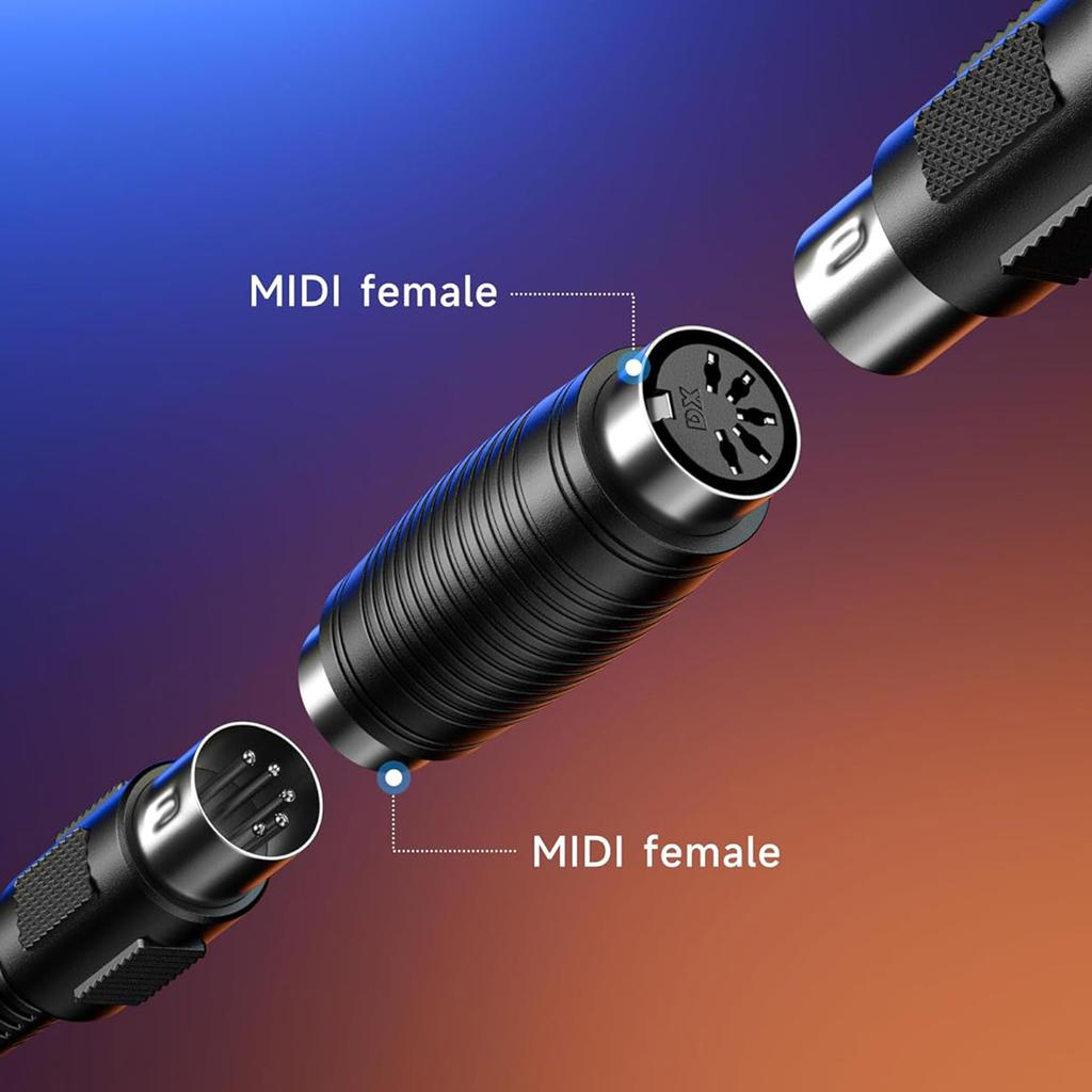 2pcs 5 Pin DIN MIDI Female to Female Audio Type Recorder Amplifier Extension Adapter Gender Changer for Live Performance Studio