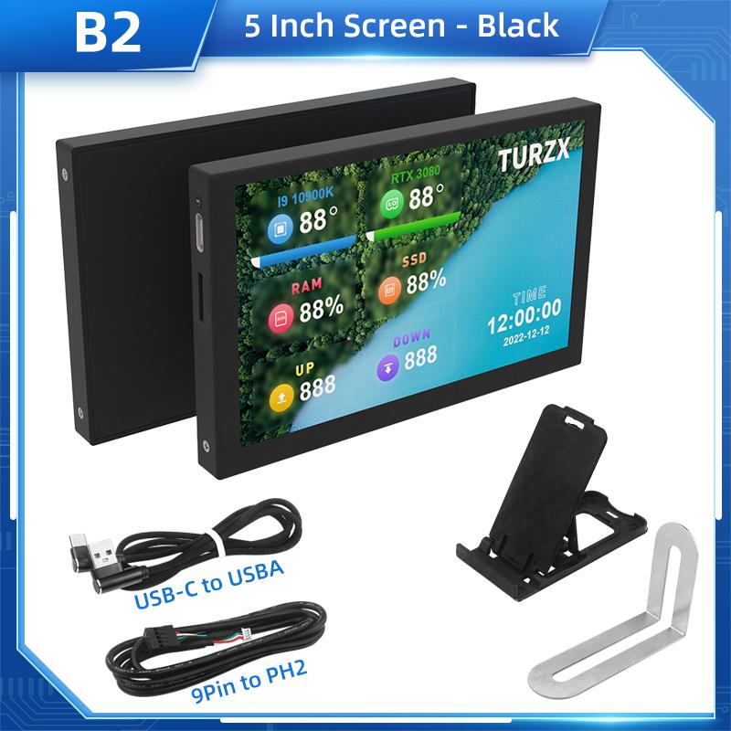TURZX 3,5 / 5palcový IPS USB sekundární obrazovka pro počítač CPU GPU RAM HDD Monitor Typ C Displej BEZ AIDA64 LCD pro Windows 10 11