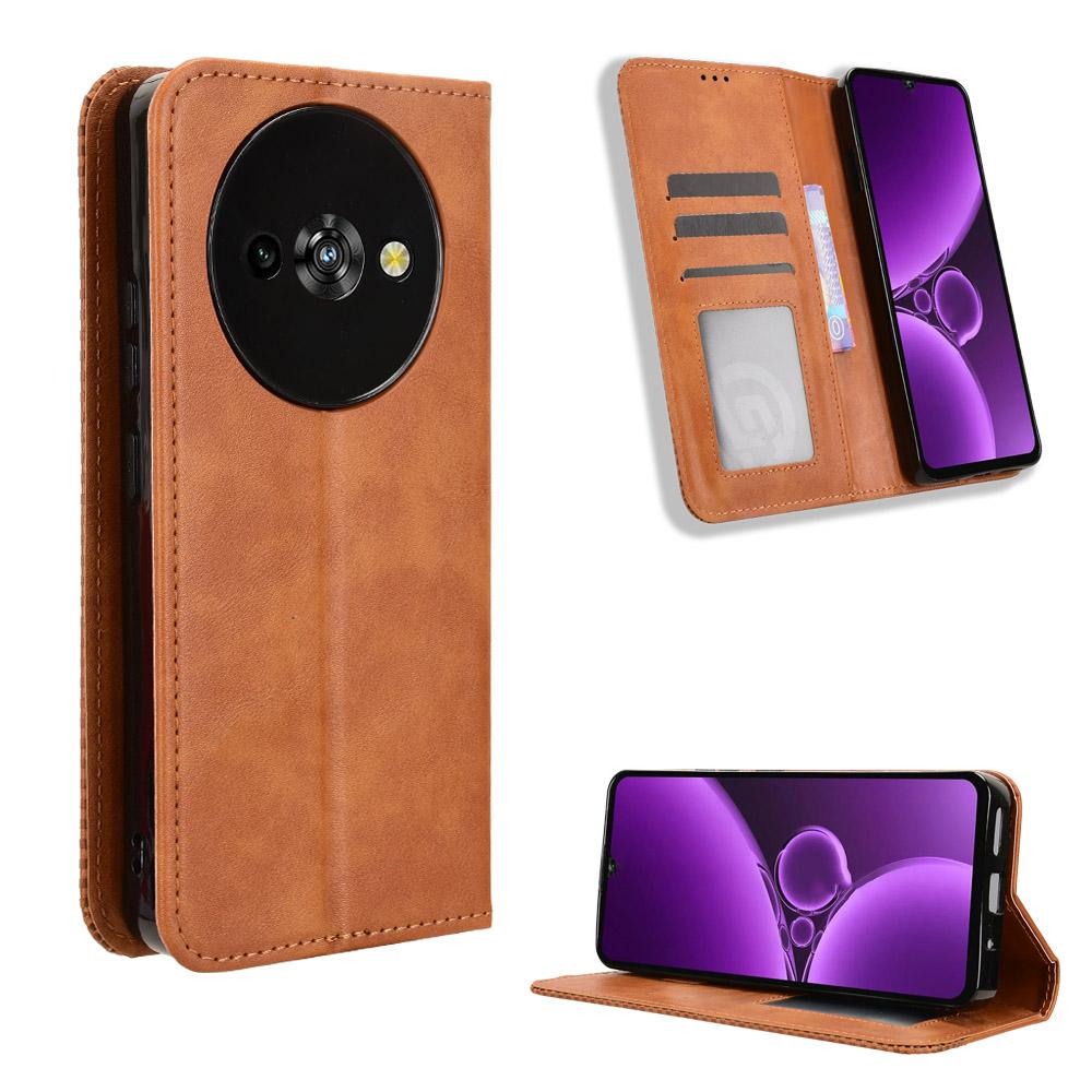 Für Oukitel C59 Pro Lederhülle Brieftasche Ständer Retro Textur Handyhülle