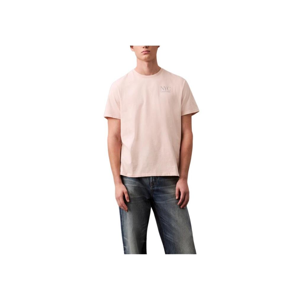 Calvin Klein Minimalist Comfortable Versatile Casual Embroidered Back Short Sleeve T-Shirt Men Tops Silver Peony 4RB813G-LN4