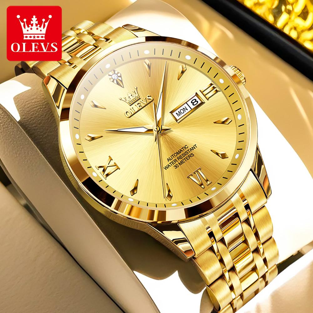 OLEVS Men's Watches Luxury Fashion Original Automatic Mechanical Wristwatch for Man Waterproof Stainless Steel Luminous Date New