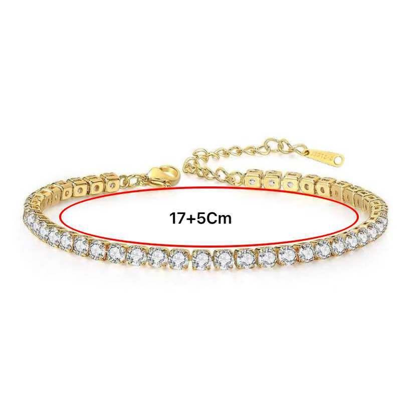 Damska Zirkoniowa Hip Hopowa Błyszcząca Galwanizowana Kryształowa Bransoletka Tenisowa