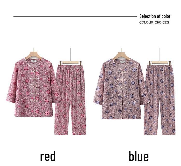2026 Spring/Summer Floral Two-Piece Set for Middle-Aged & Elderly Women - Short-Sleeve Loose Home Wear.