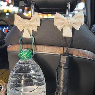 Leather Bowknot Car Seat Back Hook Fashion Car Hook Hanger Women Universal Storage Organizer Holder Auto Interior Accessories