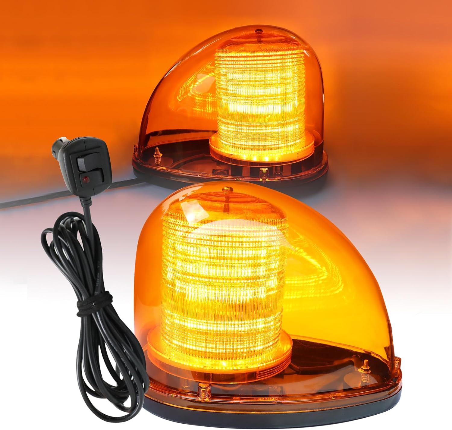 

YIK TUNG Rotating Beacon for Vehicles, Detachable, DC13-60V, 60 LEDs, Streamlined LED Rotating Beacon, 3m Extension Cord, Yellow Light, Warning Light,