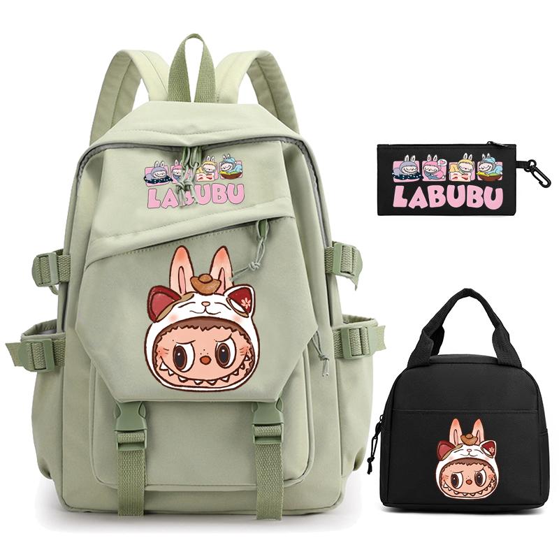 3Pcs/set Cute  Printed Backpack Pencil Case Lunch Bag Teenager Student Girl Boy Schoolbag Women Travel Laptop Bag Mochila