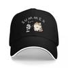 SUMMER FUN CAT WITH FAN DESIGN BLACK BASEBALL CAP FOR Unisex AND Women CASUAL STREETWEAR STYLE COOL SUMMER ACCESSORY
