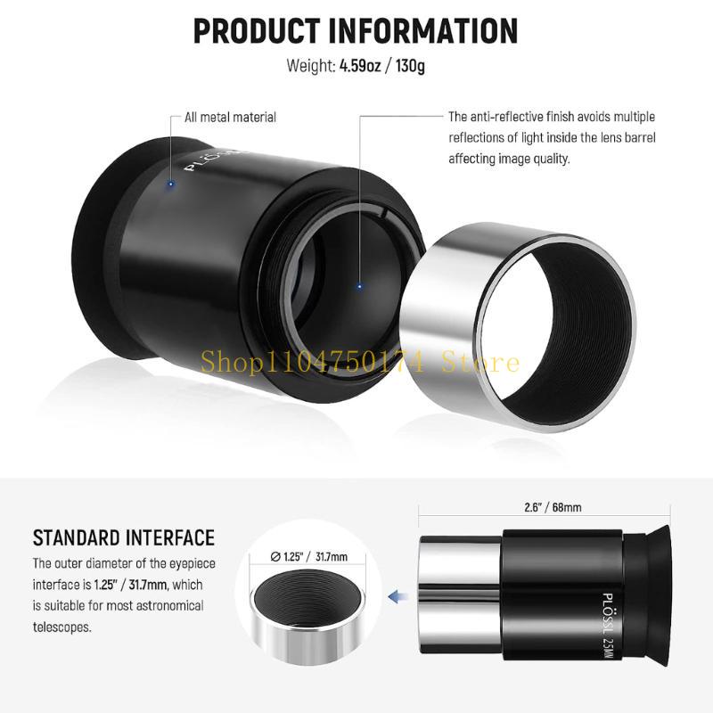 Eyepiece Lens 1.25inch 25mm for Plossl 40° Apparent Field 4 Astronomy Accessories Top Sale