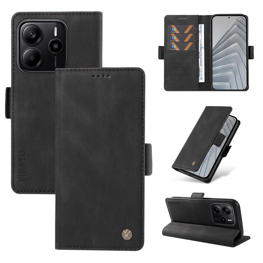 For Xiaomi Redmi Note 14 4G (164.84mm) Leather Case YIKATU YK-005 Skin-Touch Feeling Wallet Phone Cover