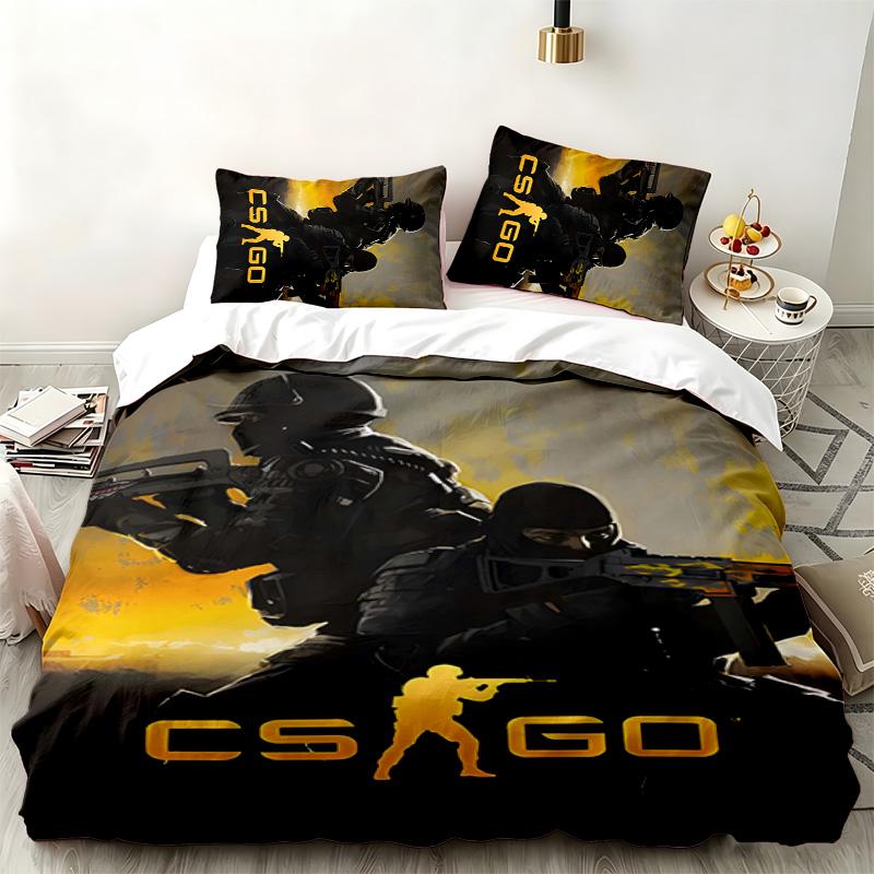CS go 3-teiliges Set Perfekt für das Schlafzimmer Gemütliches Bettwäsche-Set enthält einen Bettbezug und zwei Kissenbezüge Ideales Geburtstags- oder Weihnachtsgeschenk