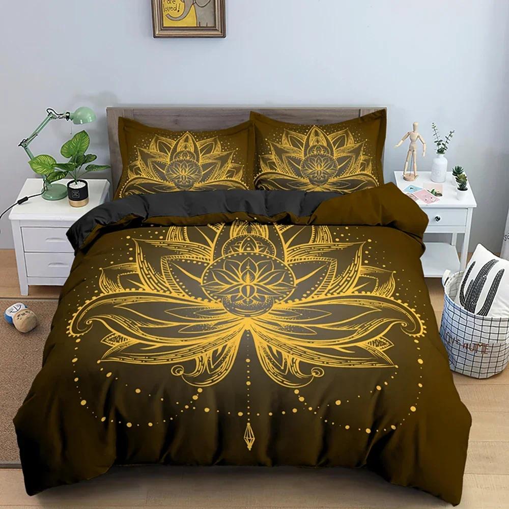 Bohemian Lotus Bettwäsche-Set Mandala Bettwäsche-Set Einzelbett Twin Doppelbett Queen King Cal King Größe Bettwäsche-Set