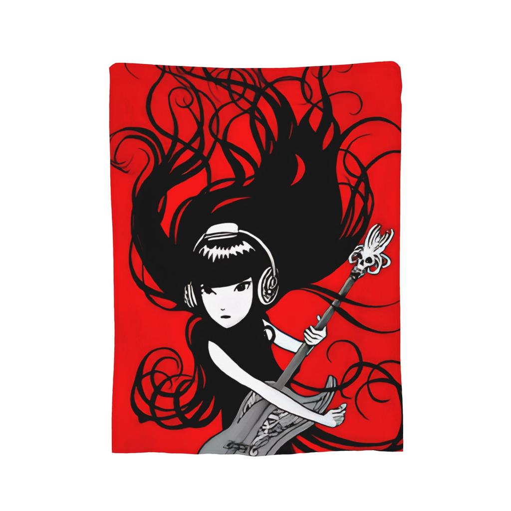 Cartoon E-Emily the Strange Fleece Throw Blanket Cats Blanket for Bed Car Super Warm Quilt,