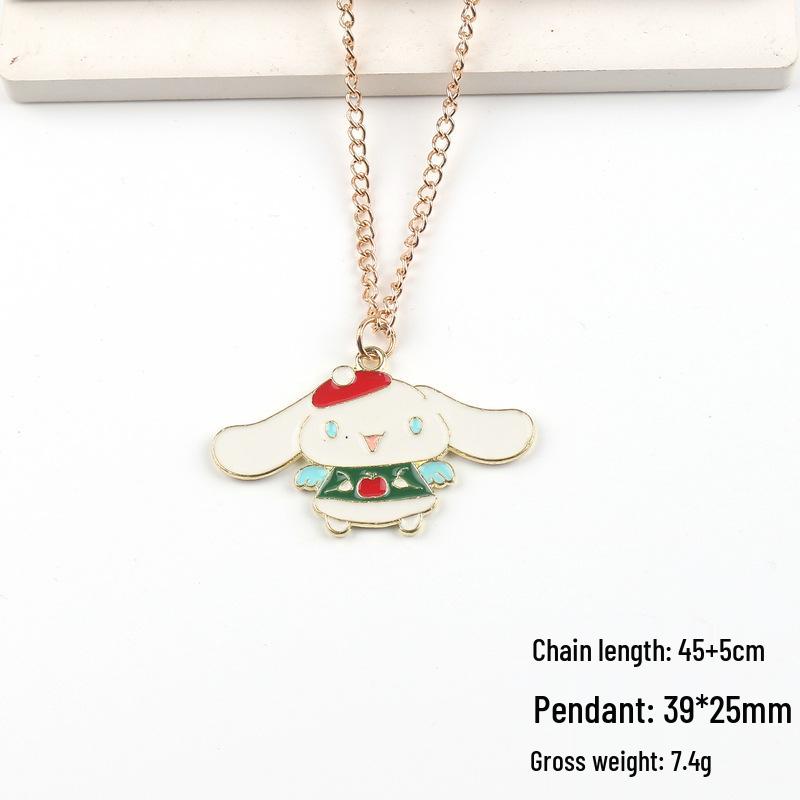

Sanrio Christmas Kuromi & Cinnamoroll Cartoon Pendant Necklace - Festive Jewelry Gift Gold