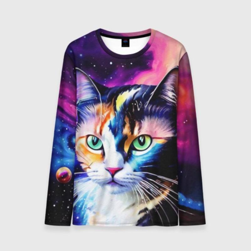 Children's Cartoon Animal Cat Dog Print Colorful Cute T-shirts Boys Long Sleeved Fashionable Soft Comfortable Top