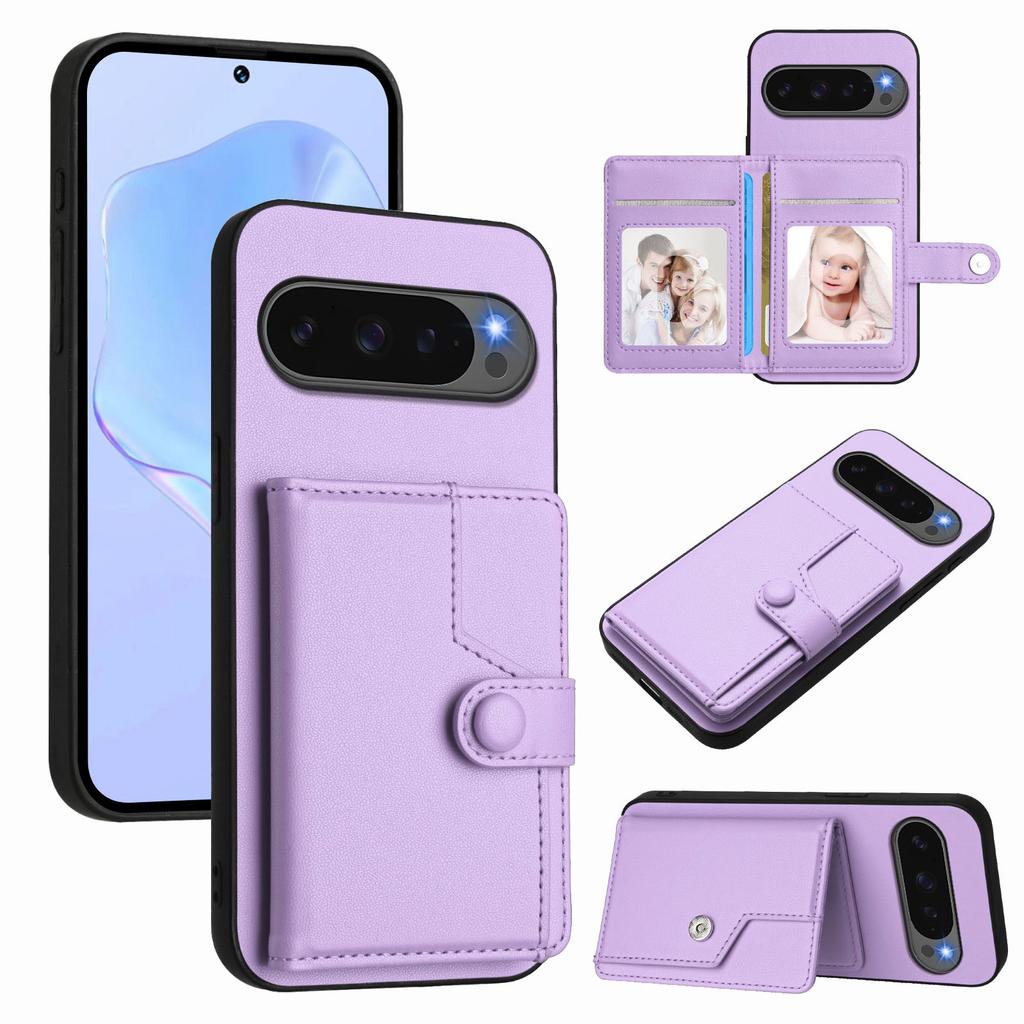For Google Pixel 10 Pro/Google Pixel 10 Case RFID Blocking Card Holder Kickstand TPU+PU Leather Phone Back Cover