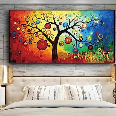Árvore da Vida Árvore do Dinheiro Pintura a Óleo Abstrata Cartaz e Impressões Sala de Estar Arte de Parede Moderna Foto