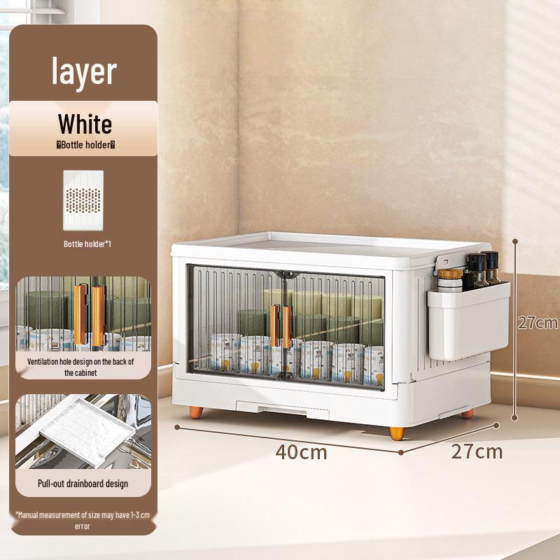 Double-Layer Kitchen Dish Rack with Lid - Dustproof, Large Capacity Drainer Cabinet