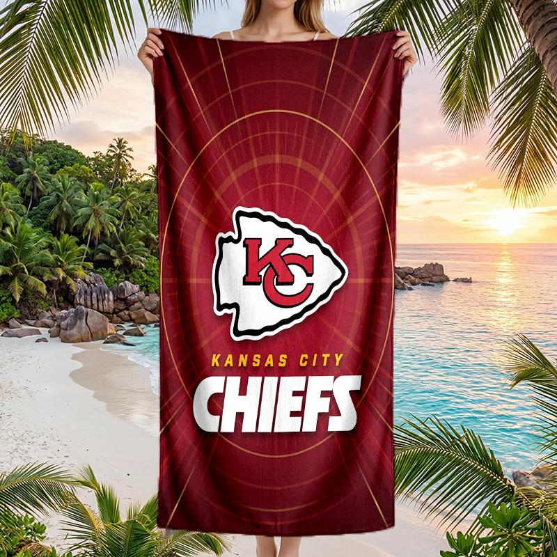Kansas City Chiefs Fashion Beach Towel Portable Soft Quick Dry Towel For Swimming Camping Holiday Use