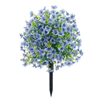 Artificial Topiary Ball Tree with Violet Flowers Outdoor Faux Shrubs with Ground Spike UV Resistant Fake Bushes for Front Porch Garden Planter Decor