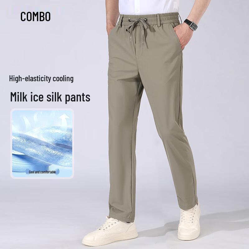 

Kangbo Men s Summer Cooling Quick-Dry Milk Silk Straight Casual Pants 3XL