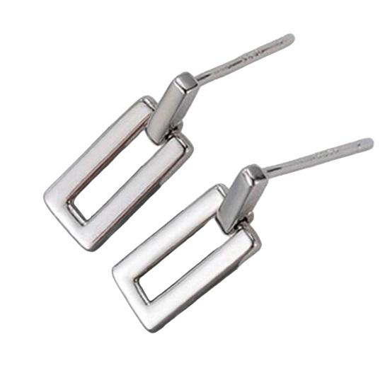 1 Pair Gold Plated Stud Earrings for Women, Minimalist Geometric Earrings, Small Rectangular Earring Jewelry