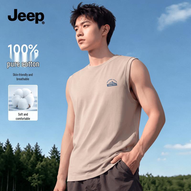 JEEP Men s Pure Cotton Sleeveless Sport Vest 2XL