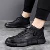 2025 new men's shoes retro Martin boots thermal velvet cotton shoes genuine leather trend men's short boots casual leather shoes