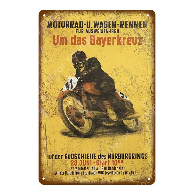 Dirt Bike Metal Poster Retro Motorcycle Races Plaque Wall Art Painting Plate Pub Bar Garage Home Decor Isle Of Man Signs YI-179