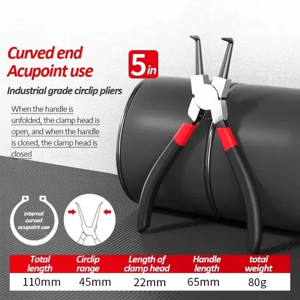 5-In Circlip Pliers,Needle nose Pliers, Retaining Ring Pliers, for Removing Installing Puller Locking Rings Shafts 01-5in
